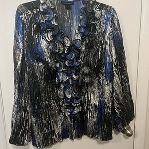 Elegant Blue and Black Women's Top